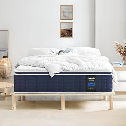 Coolvie Twin XL Mattress 14 Inch, Gel Memory Foam Bed in a Box, Adaptive Support Breathable Hybrid Mattresses with CertiPUR-US Certified, Double Coesoling Individually Coil & Medium Plush Support