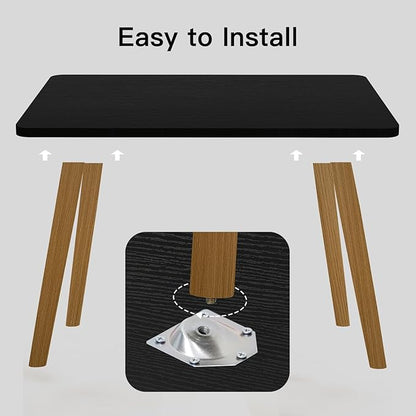 Small Coffee Table for Small Space, Low Table, Floor Table Desk for Sitting on The Floor, Storage Living Room Furniture, Tatami Tea Tables with Solid Wood Legs, Home Office, Farmhouse, Rectangle Black