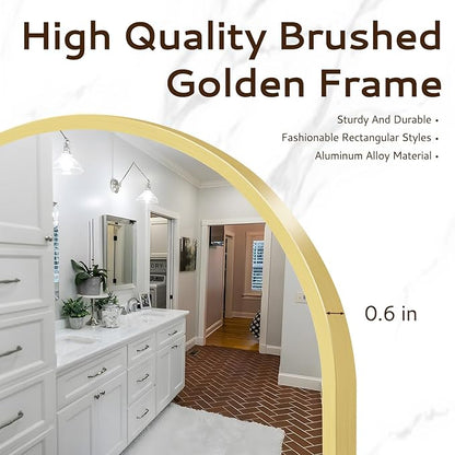 Gold Round Mirror 30 Inch Circle Mirror Bathroom Mirror Large Round Mirrors Brushed Metal Frame Anti-Rust Tempered Glass for Bathroom Bedroom Entryway Living Room