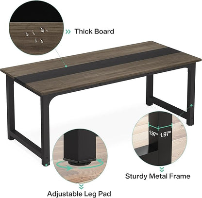 LITTLE TREE 63 Inch Large Executive Office Desk, Simple Computer Workstation with 31.5 inch Extra Wide Desktop for Home Office