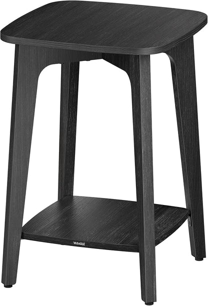 VASAGLE Side Table, Small Square End Table with Lower Shelf, Nightstand for Small Spaces, Living Room, Bedroom, Charcoal Gray ULET236B01