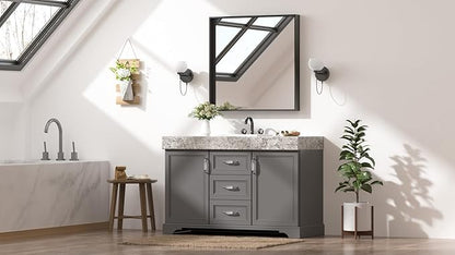 Keonjinn 30x30 Inch Black Bathroom Mirror, Modern Farmhouse Rectangular Wall Mirror with Aluminum Alloy Frame, Horizontal/Vertical Mounting