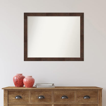 Amanti Art Brown Bathroom Mirror for Over Sink, 27x33 Wildwood Brown Rectangle Vanity Mirror, Large Country Rustic Frame, Hangs Horizonally and Vertically, Bathroom Wall Decor, Non-Beveled Edge