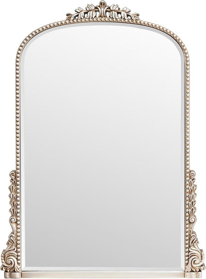 SHYFOY Antique Silver Mirrors for Wall Decor, Vintage Decorative Wall Mirror, Baroque Arch Large Mirrors for Living Room Entryway Powder Room, Home Decor