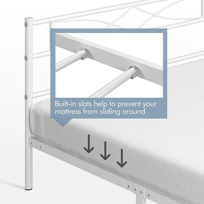 Yaheetech Metal Full Size Bed Frame, Platform Bed Frame, Mattress Foundation with Curved Design Headboard & Footboard, NO Box Spring Needed, Heavy-Duty Support, Easy Assembly, Full, White