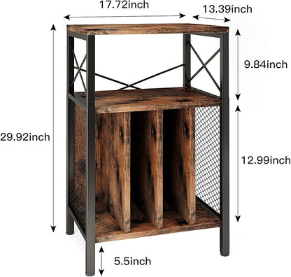 3-Tier Record Player Stand, Vinyl Record Storage Turntables for Vinyl Records, Record Player Table Holds Up to 200 Albums, Mid-Century Turntable Stand for Living Room, Bedroom, Office