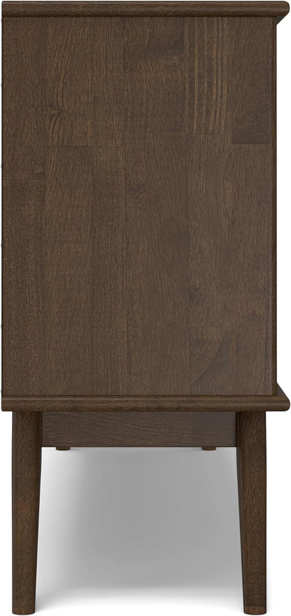 SIMPLIHOME Draper Bookcase - 30 inch Tall Solid Hardwood Low Bookshelf in Walnut Brown, Mid-Century Modern Storage for Living Room, Study Room or Office with Tapered Legs and Wide Open Shelves