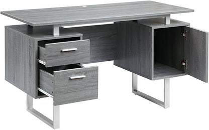 Techni Mobili Modern Office Desk with Storage, Gray
