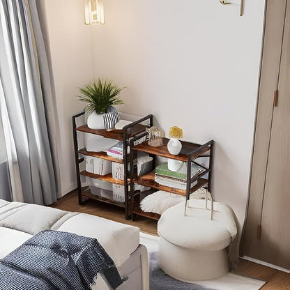 3-Tier Small Bookshelf Vintage Industrial Bookcase for Office and Home,Sturdy Metal Frame with MDF Panels,Easy Assembly,27.56" H x16.54 W x11 D
