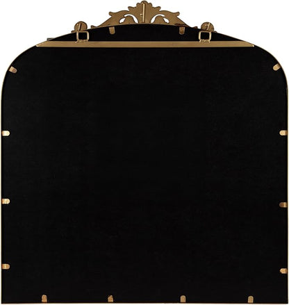 Kate and Laurel Arendahl Ornate Traditional Square Arched Mirror; 28 x 30; Bronze; Decorative Baroque Style Vintage Arch Mirror with Wide Frame and Ornamental Crown