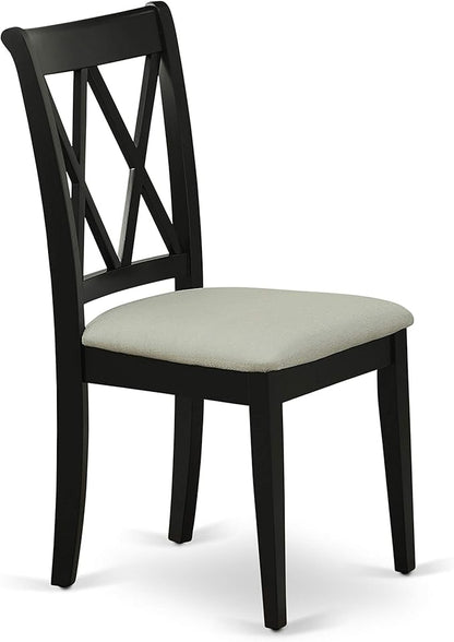 East West Furniture LGCL5-BLK-C 5 Piece Dining Table Set for 4 Includes a Rectangle Kitchen Table with Butterfly Leaf and 4 Linen Fabric Dining Room Chairs, 42x84 Inch, Black