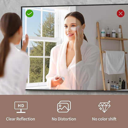 YIROMAN Bathroom Mirror 55"x36", Large Matte Black Bathroom Mirror for Over Sink with Aluminum Frame, Rectangular Vanity Mirror with Right Angle, Wall Mirror Hangs Horizontal or Vertical, Shatterproof