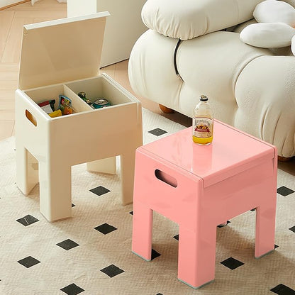 Nightstand Bedside with Storage Space, Multifunctional Colorful Plastic End Table Small Side Table for Bedroom, Dorm and Small Spaces, Easy Assembly(14.7" D x 11.8" W x 15.8" H, Pink)