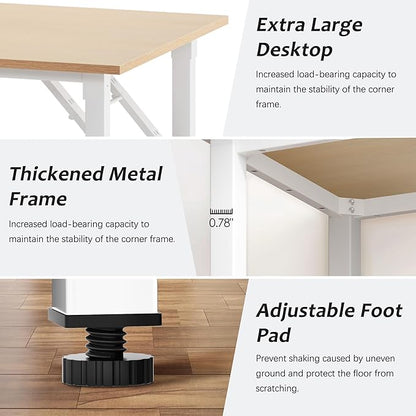 Need Office Computer Desk - 47.2L Sturdy and Heavy Duty Folding Laptop Table,Writing Table/Home Office Desk/Sewing Table,No Assembly Required,Pink Oak&White AC5AW (120 * 60)
