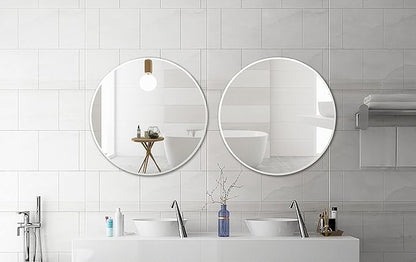FrameWorks 20" Deluxe Contemporary White Circular Aluminum Mirror