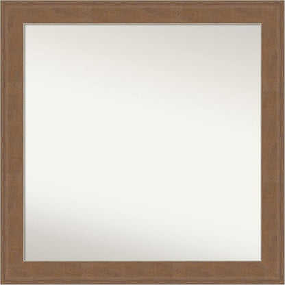 Amanti Art Grey Bathroom Mirror for Over Sink, 31x31 Alta Brown Grey Square Vanity Mirror, Large Country Rustic Frame, Hangs Horizonally and Vertically, Bathroom Wall Decor, Non-Beveled Edge
