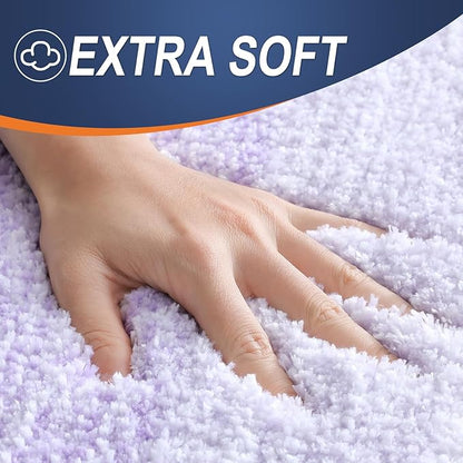 OLANLY Bathroom Rugs Mat 24x16, Extra Soft Absorbent Microfiber Bath Rugs, Rubber Backing, Quick Dry, Machine Washable Bath Mat for Bathroom Floor, Tub and Shower, Home Decor Accessories, Light Purple