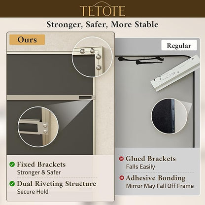 TETOTE Brushed Nickel Mirror for Bathroom Sink 24" x 36" Beveled Frame Brushed Nickel Vanity Rectangle Mirror for Bathroom Wall, Modern Farmhouse, Tempered Glass, Shatterproof, Stronger Frame