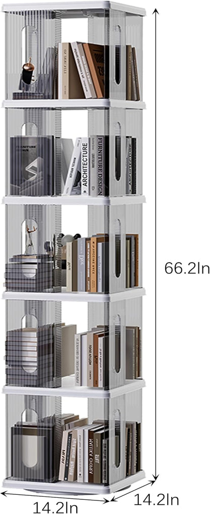 Rotating Bookshelf Tower, 360-Degree Rotating Bookshelves, Small Space Spinning Bookshelf, Revolving Bookcase Suitable for Bedrooms, Living Rooms, Studies and Offices (Grey,5Tier)