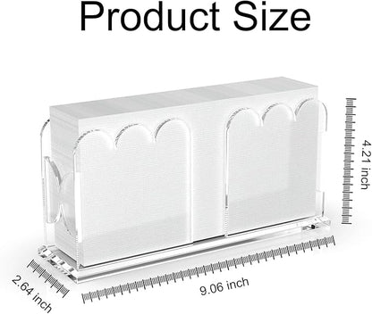 LUGUNU Acrylic Napkin Holder-Clear Scalloped Napkin Dispenser for Bathroom, Kitchen, Dining Room–Stylish Guest Hand Towel & Disposable Paper Holder for Weddings, Hotels, and Home Decor