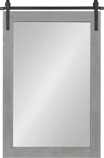 Kate and Laurel Cates Farmhouse Wall Mirror, 24 x 38, Gray, Barn Door-Inspired Rustic Mirrors for Wall