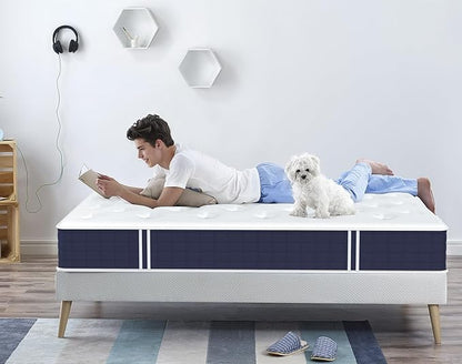 Coolvie Queen Mattress, 10 Inch Hybrid Mattress Queen Size, Individual Pocket Springs with Memory Foam, Bed in a Box, Cooler Sleep with Pressure Relief and Support