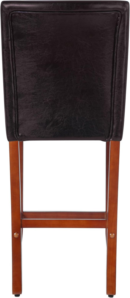HomePop Home Decor | Classic Counter Height Bar Stools | 29 Inch Bar Stools | Decorative Home Furniture (Dark Brown Faux Leather) Single Pack