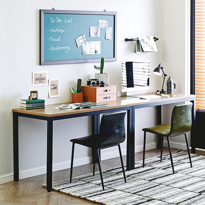 Need Computer Desk, 47 inch Home Office Desk, Modern Simple Style Home Office Gaming Desk, Basic Writing Table for Study Student, Black Metal Frame, Teak