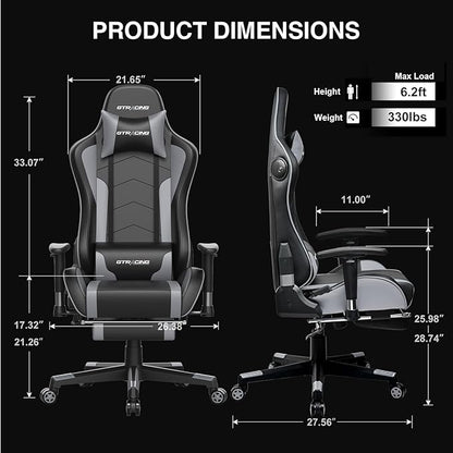 GTRACING Gaming Chair with Footrest Speakers Video Game Chair Bluetooth Music Heavy Duty Ergonomic Computer Office Desk Chair