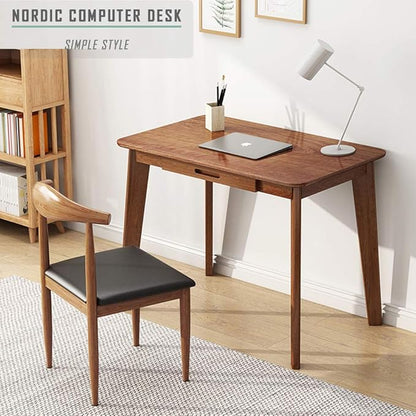 IOTXY Solid Wood Writing Desk - Home Office Workbench Desk with Drawer, Laptop Computer Work Study Table