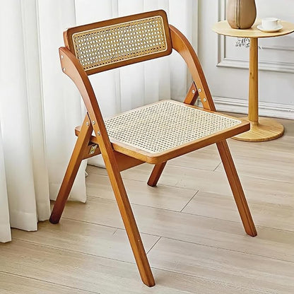 Simple Rattan Dining Chair Set of 2, Foldable Lounge Chair, Suitable for Living Room, Dining Room, Bedroom Desk Office Chair. (Cherry Color Set of 2)