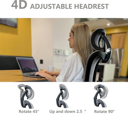 Ergonomic Office Chair, Big and Tall Mesh Home Office Desk Chair with Adjustable Lumbar Support, Gaming Chair with Headrest, 5D Armrest,90-130°Tilt, BIFMA Certified, Model Zen (Grey)