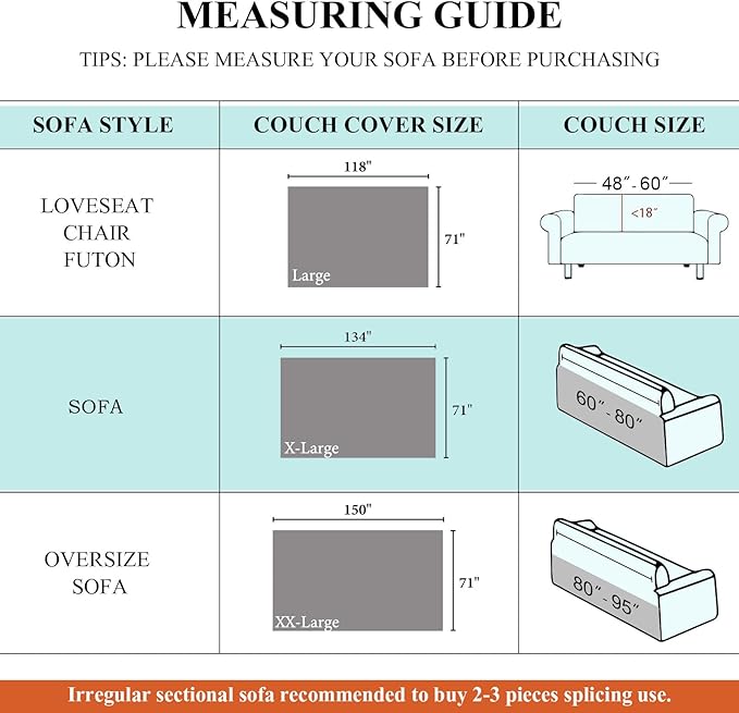 STACYPIK Blue Waterproof Blue Couch Cover, Sofa Cover for 3 Cushion Couch Pet-Friendly, Non-Slip Anti-Scratch Couch Cover for Dogs, L Shaped Sectional Cover, Washable Furniture Protector-71X134IN