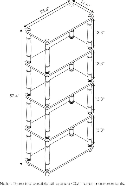 Furinno Turn-N-Tube 5-Tier Multipurpose Shelf / Display Rack / Storage Shelf / Bookshelf, Classic Tubes, Light Cherry/Black