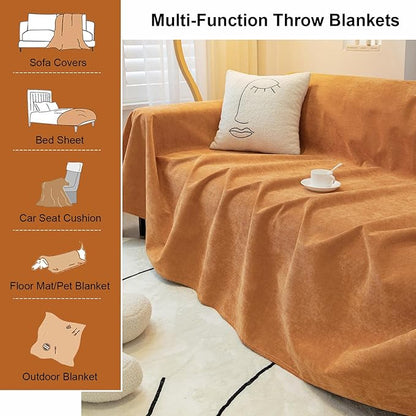 STACYPIK Waterproof Orange Sofa Cover Non-Slip Scratch Proof Couch Cover for Sectional Sofa Furniture Protector for 3 Cushion Couch Washable Pet-Friendly Thick Sofa Slipcover for Living Room-71X150IN