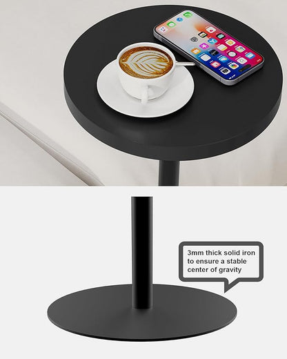 TUTOTAK Tall Round Side Table, Small End Table, Set of 2, Beside Table, Drink Table, Pedestal Side Table, livingroom, Black TB01BK0652