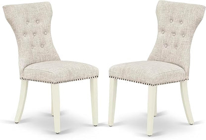 East West Furniture V097GA235-7 7 Piece Kitchen Table & Chairs Set Consist of a Rectangle Dining Room Table with V-Legs and 6 Doeskin Linen Fabric Parson Chairs, 40x72 Inch, Multi-Color