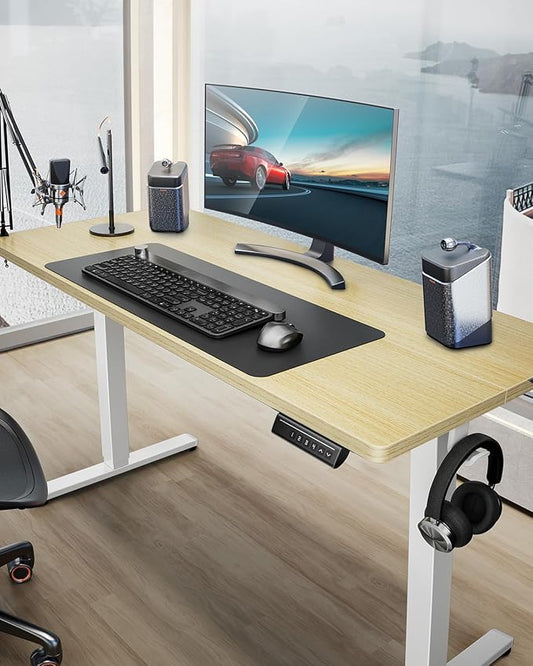 ErGear Height Adjustable Electric Standing Desk, 71 x 30 Inches Sit Stand up Desk, Memory Computer Home Office Desk Large Desk with Two-Piece Desktop (Natural)