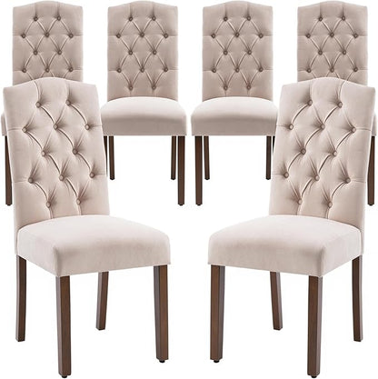Tufted Upholstered Parsons Dining Chair with Sturdy Solid Wood Legs
