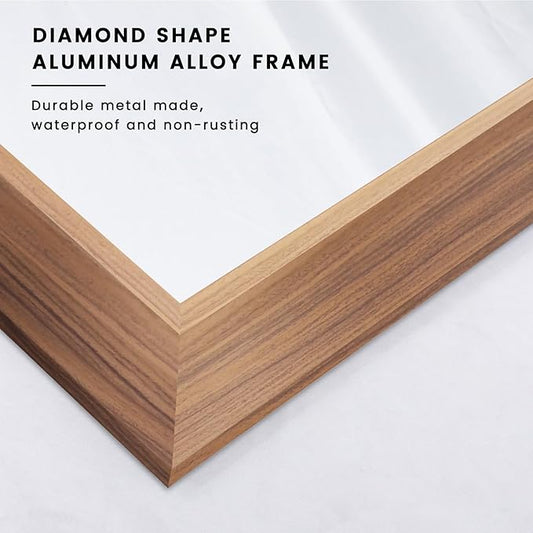 Amorho 50 X36 Inch Bathroom Mirror for Over Sink, Walnut Wood Grain Metal Frame Wall Mirror, Anti-Rust, Hang Horizontally/Vertically, Suitable for Bedroom, Farmhouse, Bathroom, Decorative