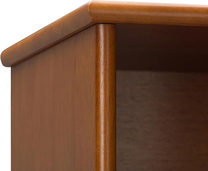 SIMPLIHOME Draper 35 inch Mid-Century Modern 6 Cubbie Bookcase with Drawer (Set of 2) in Teak Brown for The Living Room, Study Room and Office