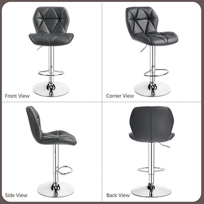 Yaheetech Gray Barstools Set of 2, PU Leather Bar Chairs with Backrest, Height Adjustable Swivel Island Stools for Kitchen Counter, Gray