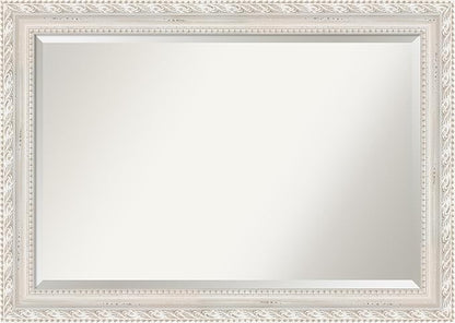Amanti Art White Bathroom Mirror for Over Sink, 30x42 Opera Off White Rectangle Vanity Mirror, Large Traditional Wood Frame, Hangs Horizonally and Vertically, Bathroom Wall Decor, Beveled Edge from WI