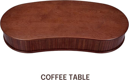 NTC Ripple DOU Coffee Table, Modern Wooden Double-Layer Center Table, Vertical Groove Design, Stylish Living Room Decor, Minimalist Style for Home and Office, Easy Assembly - Dark Walnut