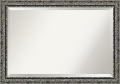 Amanti Art Bathroom Mirror for Over Sink, 29x41 Filigree Matte Black Rectangle Vanity Mirror, Large Traditional Frame, Hangs Horizonally and Vertically, Bathroom Wall Decor, Beveled Edge