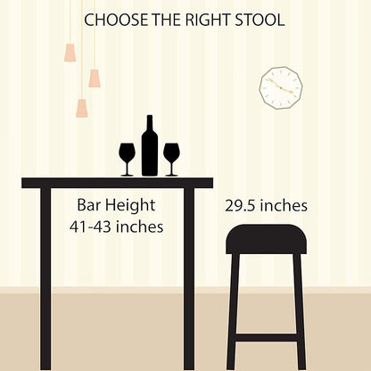 Lavish Home Set of 2 Counter-Height Bar Stools - 29.5" Round Wood Barstools with Hairpin Legs for Kitchen or Dining Room - Modern Farmhouse Furniture
