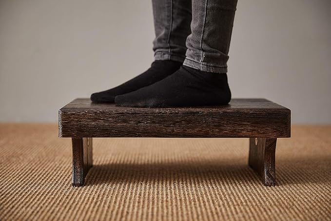 Wood Step Stool, Portable Rectangle Bed Stool, Small Step Ladder for Kitchen & Bathroom, Foot Rest Stool Under Desk, Large Surface, Strong and Durable