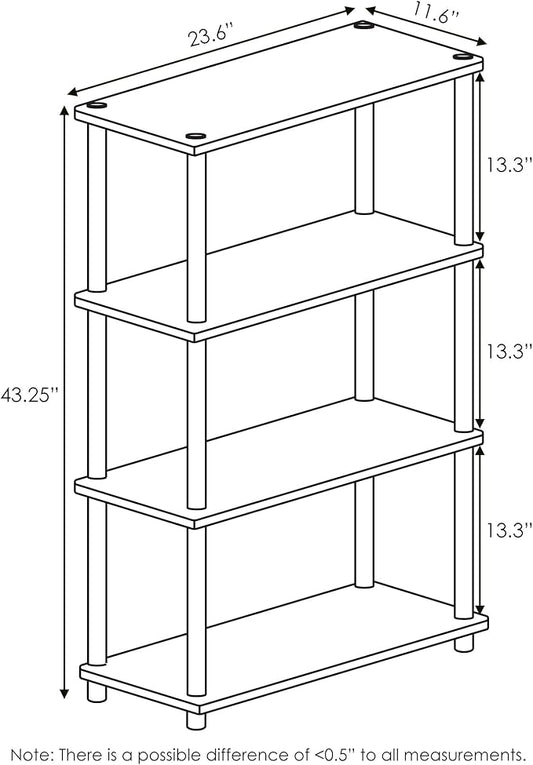 Furinno Turn-N-Tube 4-Tier Multipurpose Shelf Display Rack, Round Tubes, Americano/Black
