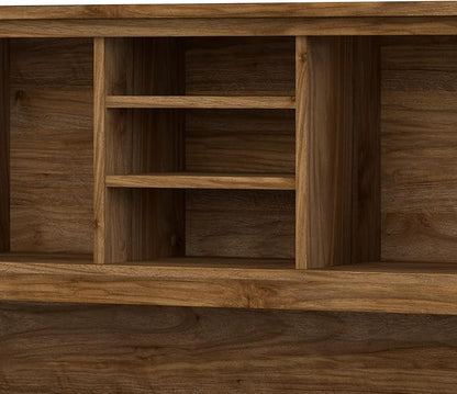 Bush Furniture Somerset 72W 3 Position Sit to Stand L Shaped Desk with Hutch in Fresh Walnut Adjustable Height Table for Home Office