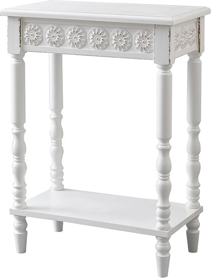 SOFE White Wood End Table, Modern Living Room Side Table, Sofa Couch Table Bedside Table, Narrow Nightstand for Bedroom, Suit for Small Space